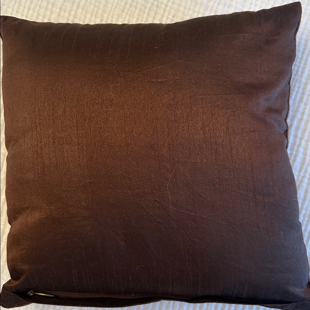 Pier 1 Imports Beaded Sequin Owl Brown Velvet Pillow 14" Square Fall Decor - Picture 8 of 13